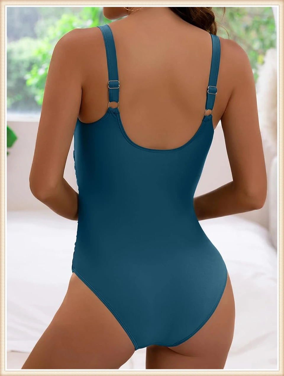 2026 Plain Ruched Swimsuit Women