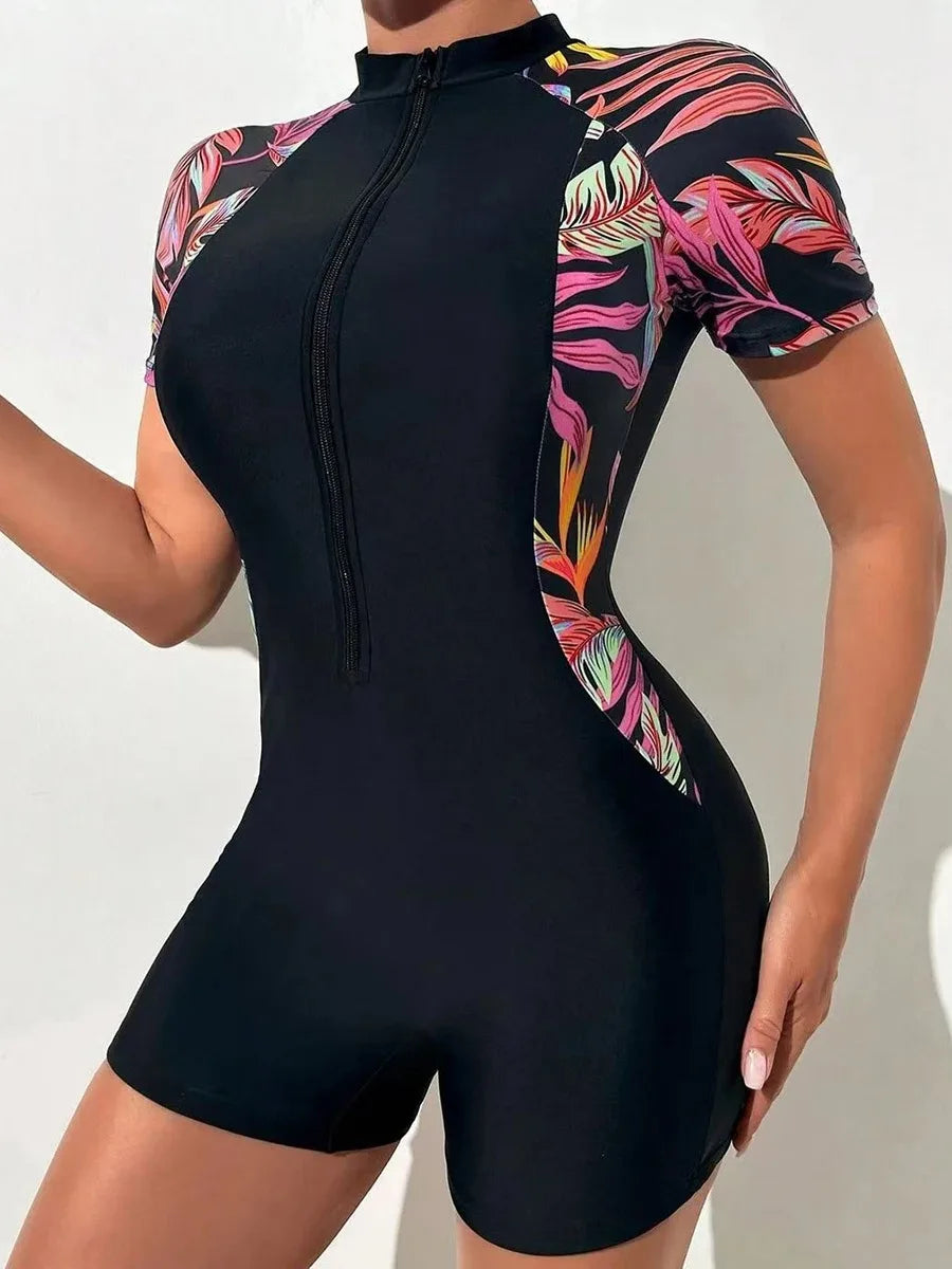 One Piece Floral Swimwear Swim Suit